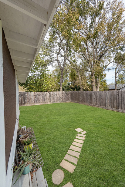 Backyard after cleanup and lawn enhancement